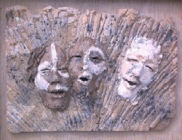 Abram, Sarai, and God: Hand Built Clay Plaque